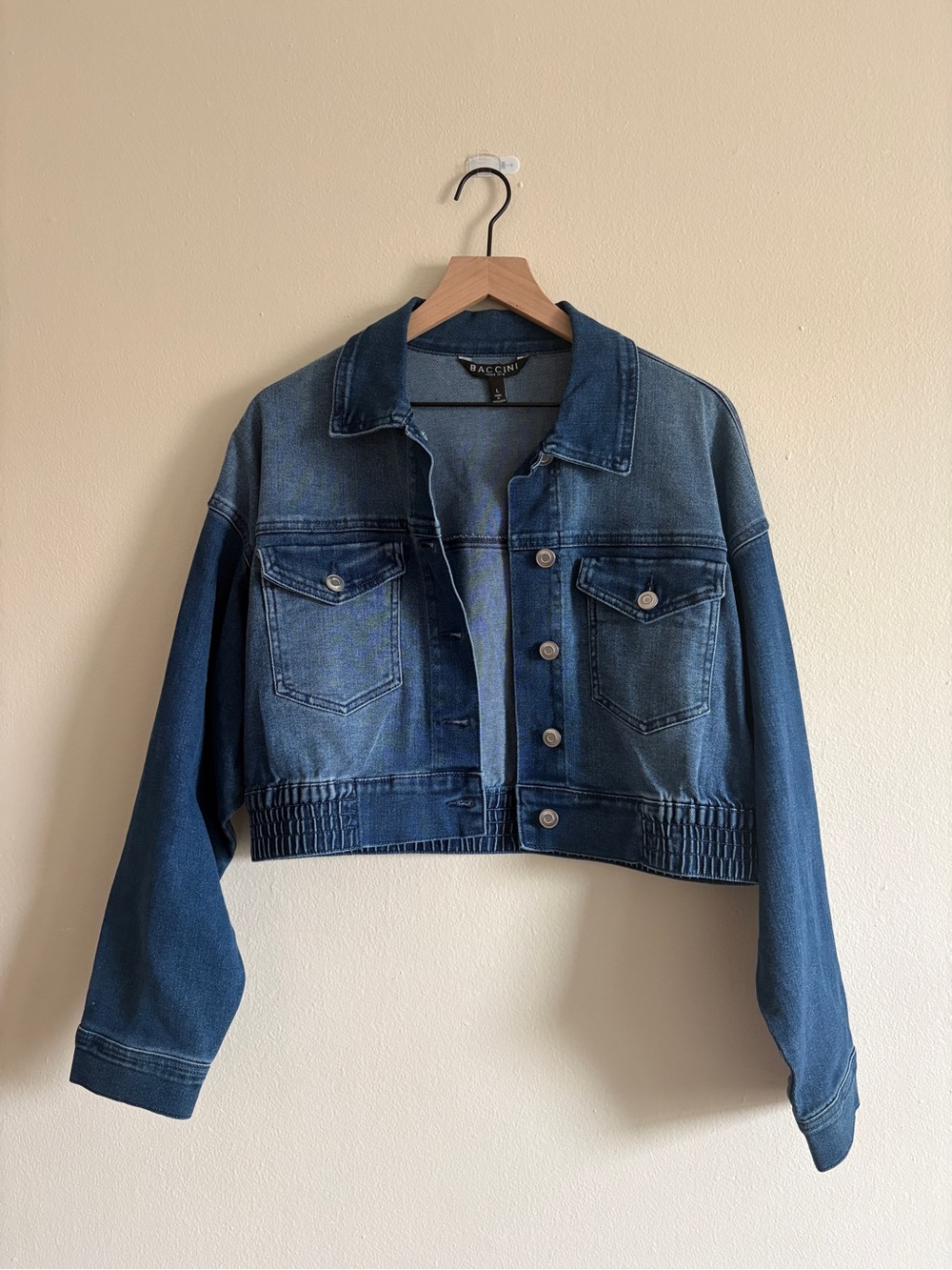 Baccini Cropped Denim Jacket - Blue - Women’s Size Large